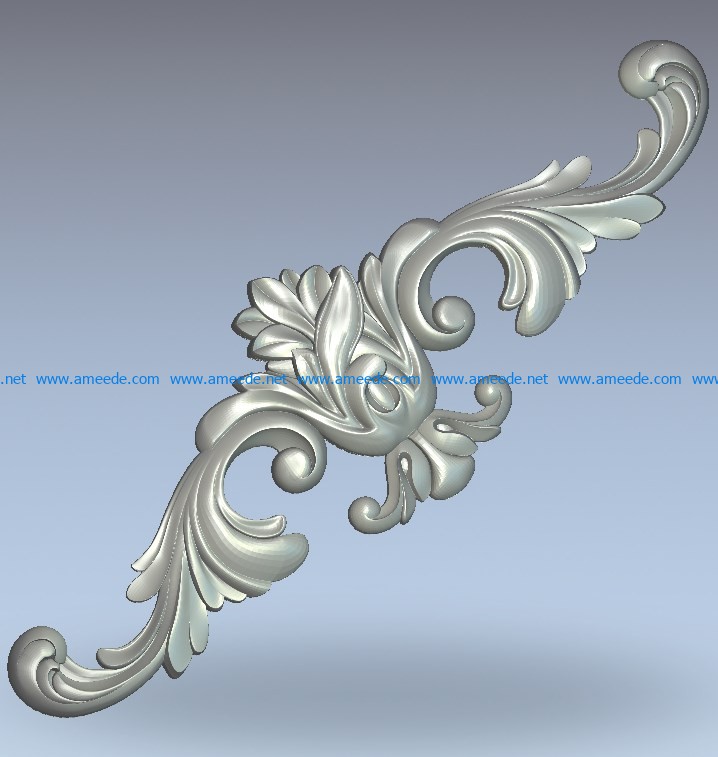 Central pattern on both sides bent wood carving file stl for Artcam and Aspire jdpaint free vector art 3d model download for CNC