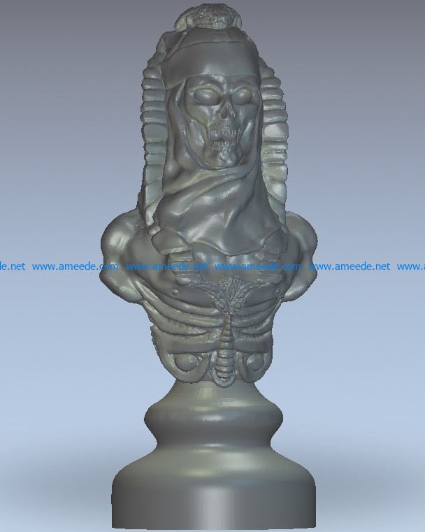 Chess undead pawn wood carving file stl for Artcam and Aspire jdpaint free vector art 3d model download for CNC