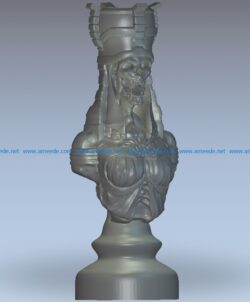 Chess undead rook wood carving file stl for Artcam and Aspire jdpaint free vector art 3d model download for CNC