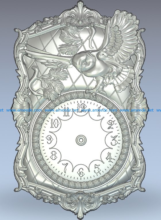 Clock shaped like an owl bird wood carving file stl for Artcam and Aspire jdpaint free vector art 3d model download for CNC
