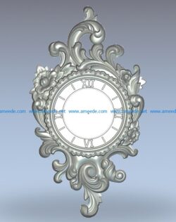 Clock with a vine pattern wood carving file stl for Artcam and Aspire jdpaint free vector art 3d model download for CNC