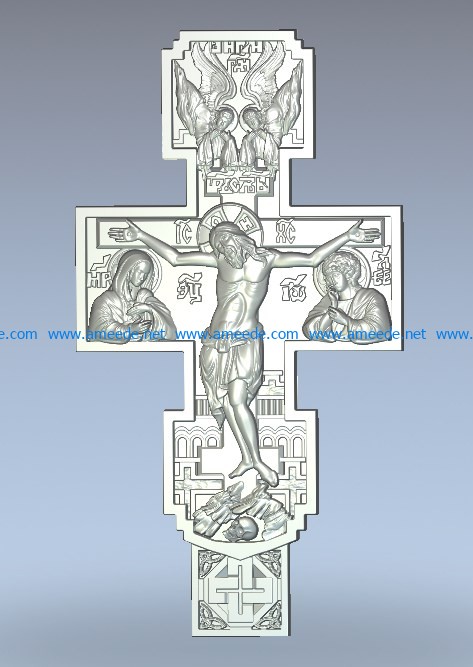 Cross Crucifix wood carving file stl for Artcam and Aspire jdpaint free vector art 3d model download for CNC