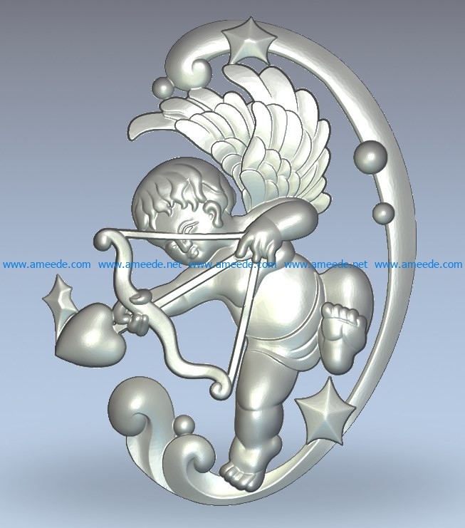 Cupid wood carving file stl for Artcam and Aspire jdpaint free vector art 3d model download for CNC