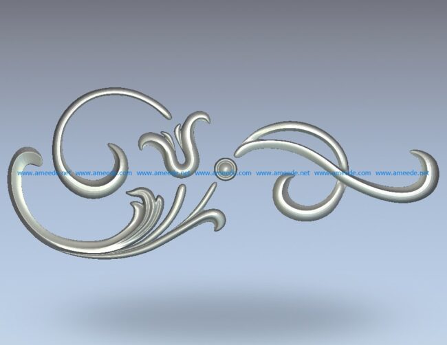 Curved leaf motifs wood carving file stl for Artcam and Aspire jdpaint free vector art 3d model download for CNC
