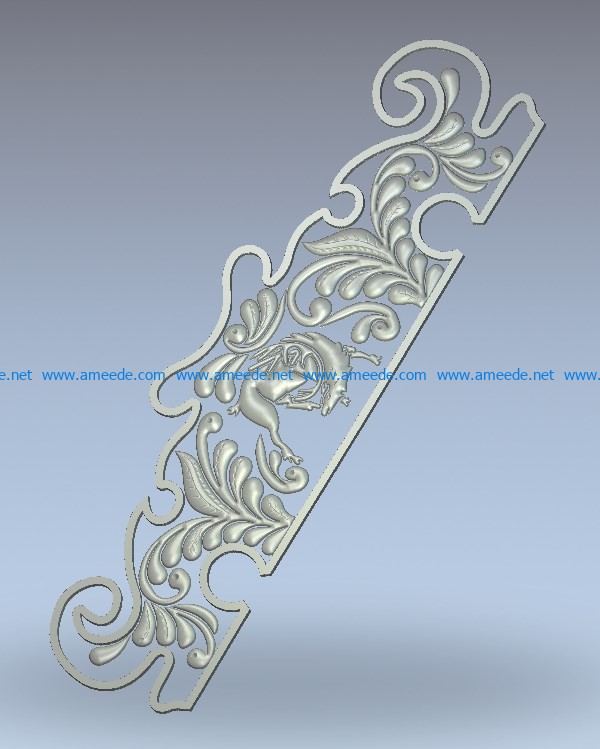 Decorative motifs on the deer wood carving file stl for Artcam and Aspire jdpaint free vector art 3d model download for CNC