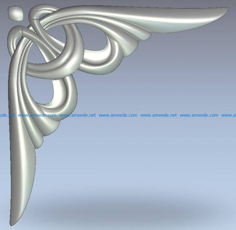 Decorative pattern corner shaped knots wood carving file stl for Artcam and Aspire jdpaint free vector art 3d model download for CNC