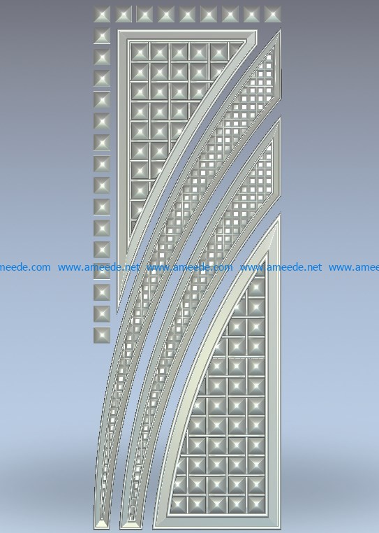 Door pattern in squares wood carving file stl for Artcam and Aspire jdpaint free vector art 3d model download for CNC