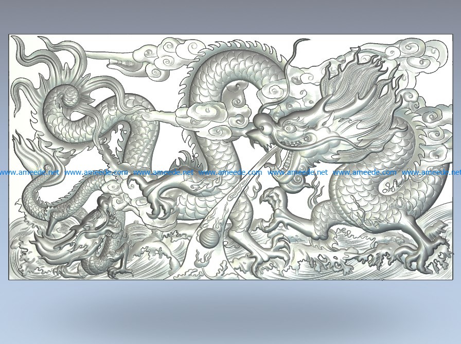 Dragon wall wood carving file stl for Artcam and Aspire jdpaint free vector art 3d model download for CNC