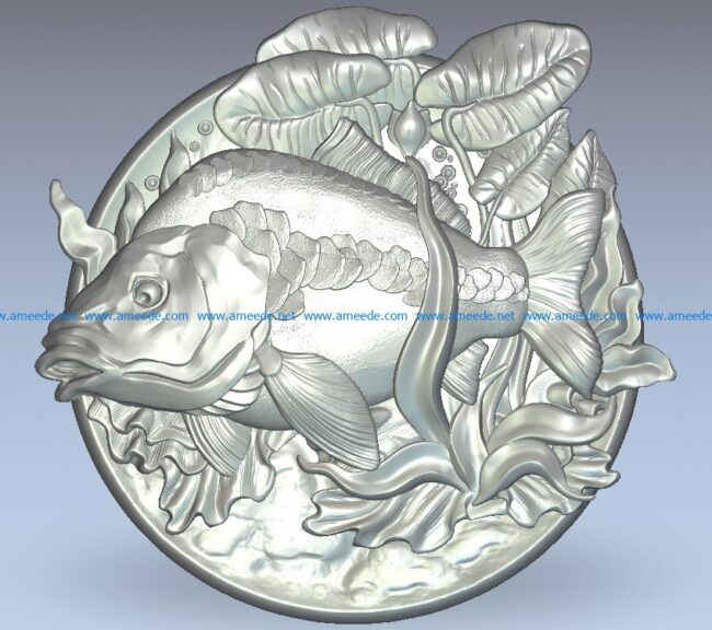 Fish picture wood carving file stl for Artcam and Aspire jdpaint free vector art 3d model download for CNC