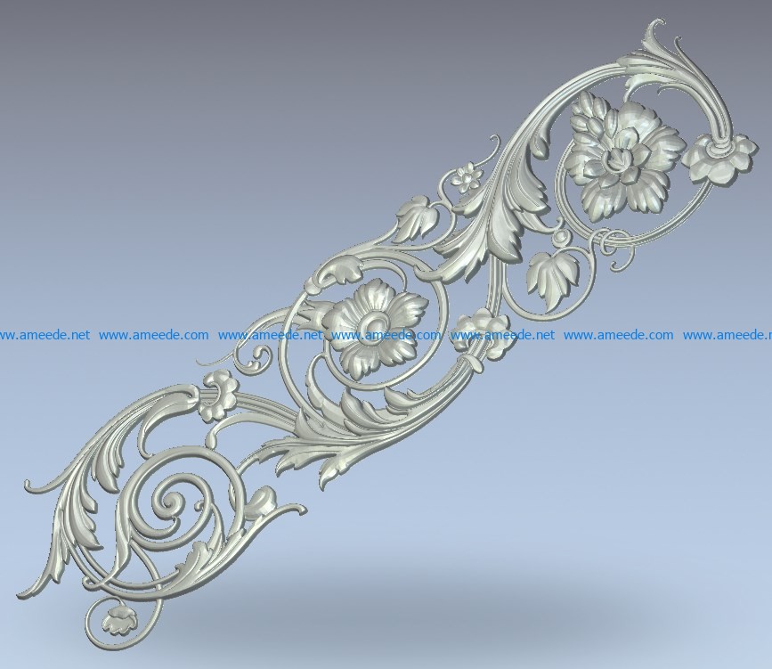 Floral decor wood carving file stl for Artcam and Aspire jdpaint free vector art 3d model download for CNC