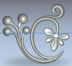 Flower pattern and buds wood carving file stl for Artcam and Aspire jdpaint free vector art 3d model download for CNC