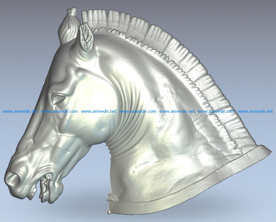 Horse head wood carving file stl for Artcam and Aspire jdpaint free vector art 3d model download for CNC
