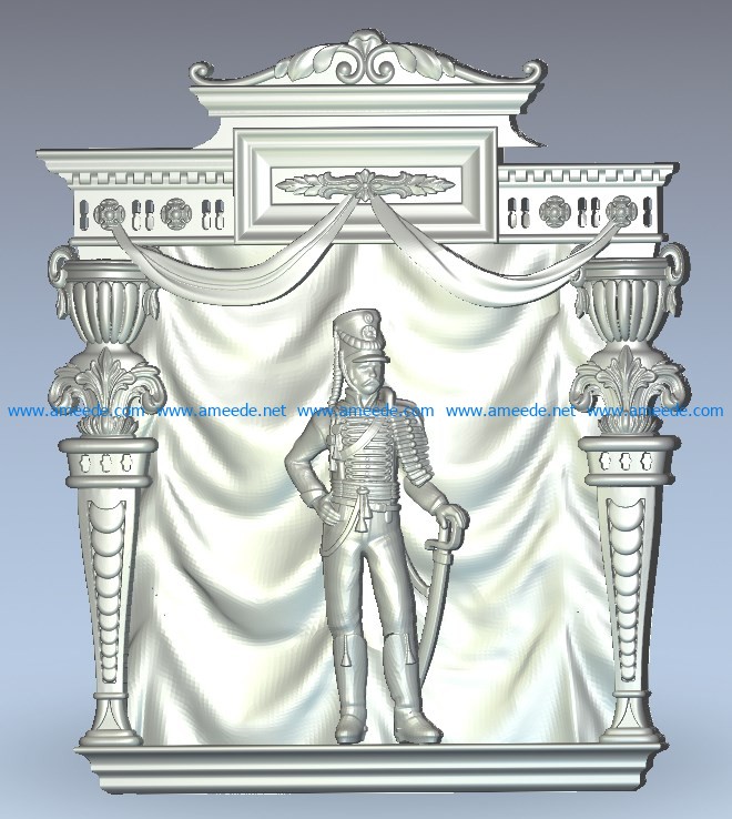 Hussar on stage wood carving file stl for Artcam and Aspire jdpaint free vector art 3d model download for CNC
