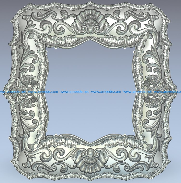 Large format square picture frame wood carving file stl for Artcam and Aspire jdpaint free vector art 3d model download for CNC