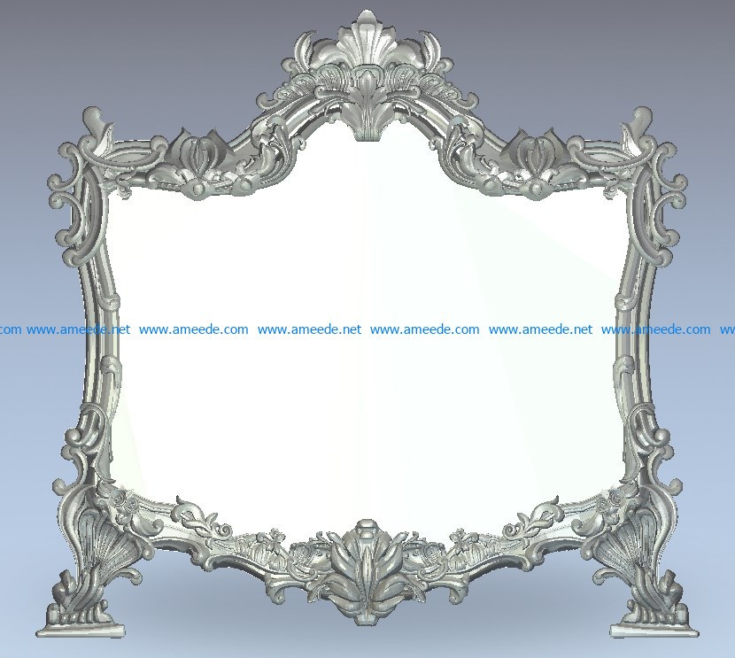 Large frame mirror pattern wood carving file stl for Artcam and Aspire jdpaint free vector art 3d model download for CNC