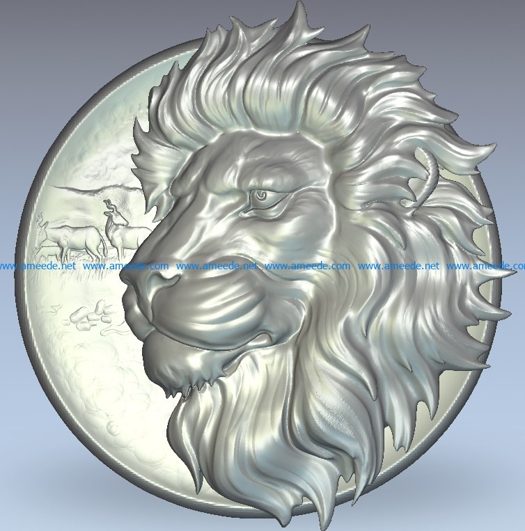 Lion head painting wood carving file stl for Artcam and Aspire jdpaint free vector art 3d model download for CNC