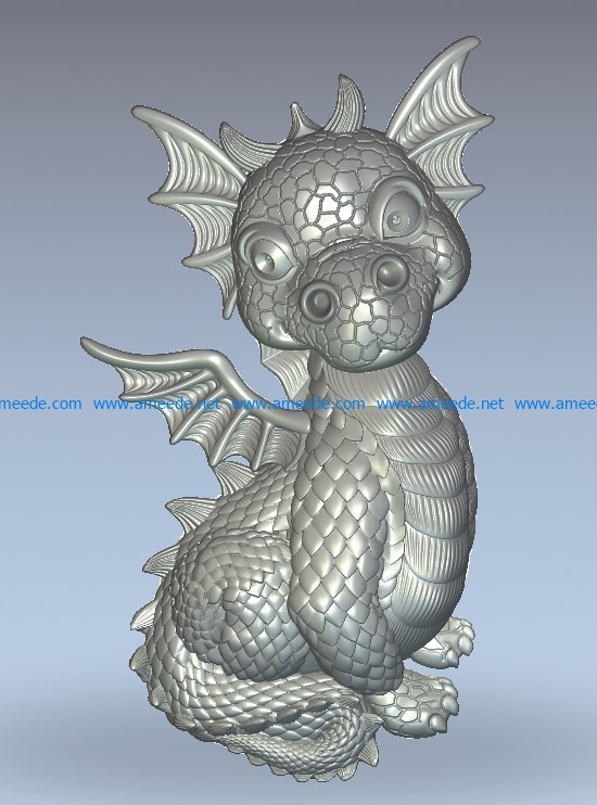 Little dragon wood carving file stl for Artcam and Aspire jdpaint free vector art 3d model download for CNC