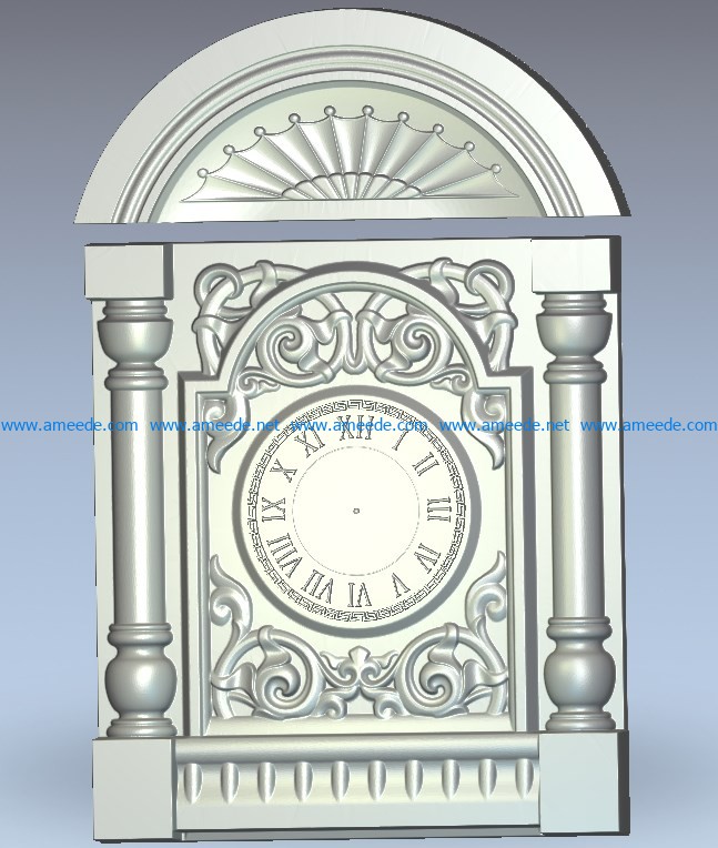 Mantle clock wood carving file stl for Artcam and Aspire jdpaint free vector art 3d model download for CNC