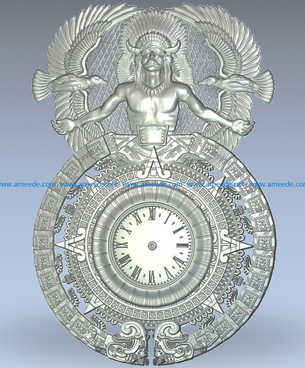 Maya Clock wood carving file stl for Artcam and Aspire jdpaint free vector art 3d model download for CNC