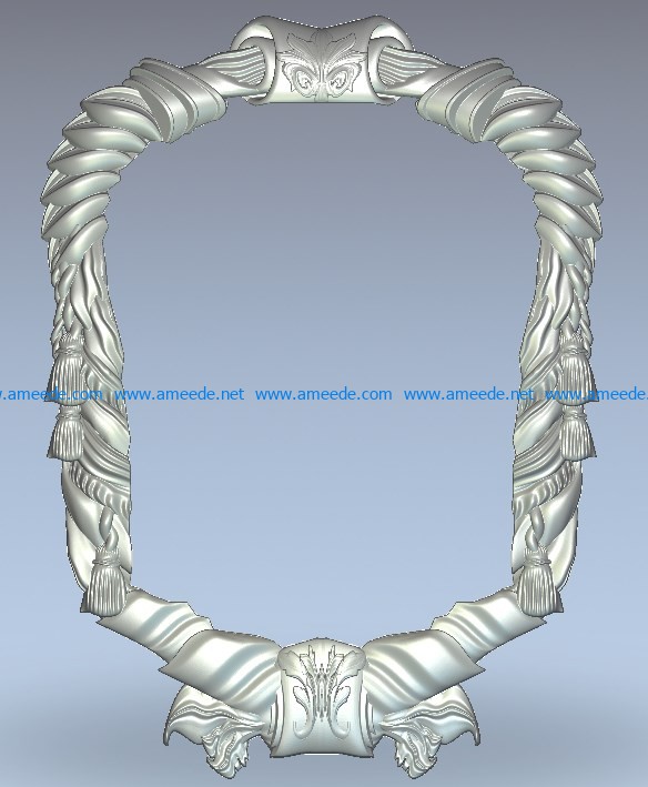 Oval frame wood carving file stl for Artcam and Aspire jdpaint free vector art 3d model download for CNC