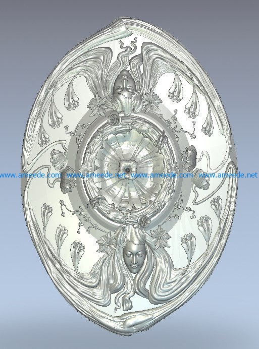 Oval girl's ceiling texture wood carving file stl for Artcam and Aspire jdpaint free vector art 3d model download for CNC