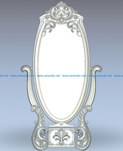 Oval mirror frame makeup table wood carving file stl for Artcam and Aspire jdpaint free vector art 3d model download for CNC
