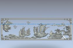 Paintings of warships wood carving file stl for Artcam and Aspire jdpaint free vector art 3d model download for CNC