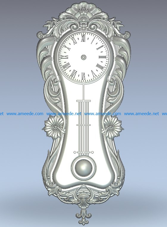 Pendulum clock pattern wood carving file stl for Artcam and Aspire jdpaint free vector art 3d model download for CNC
