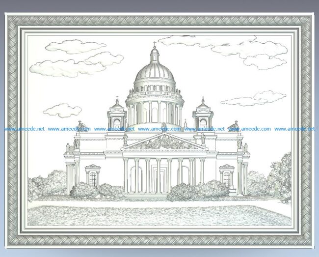 Petersburg St. Isaac's Cathedral wood carving file stl for Artcam and Aspire jdpaint free vector art 3d model download for CNC