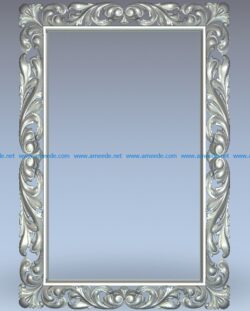Photo frame of curved leaves wood carving file stl for Artcam and Aspire jdpaint free vector art 3d model download for CNC
