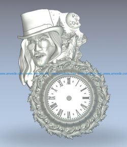 Picture clock werewolf wood carving file stl for Artcam and Aspire jdpaint free vector art 3d model download for CNC