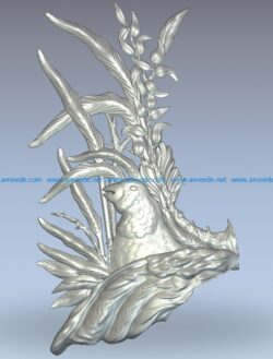 Picture of pheasant coming out of the nest wood carving file stl for Artcam and Aspire jdpaint free vector art 3d model download for CNC