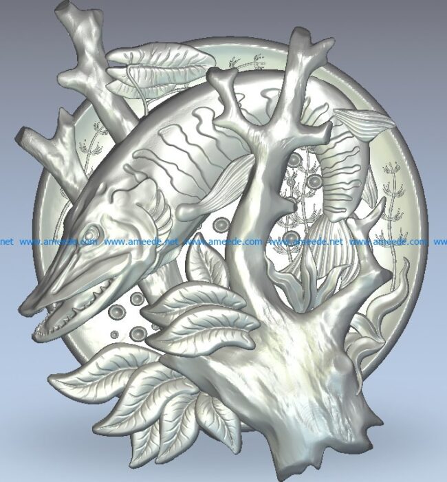 Picture of silkworm fish wood carving file stl for Artcam and Aspire jdpaint free vector art 3d model download for CNC