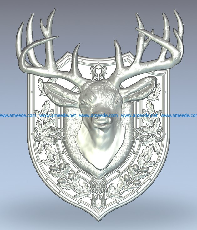 Roe trophy wood carving file stl for Artcam and Aspire jdpaint free vector art 3d model download for CNC