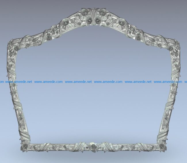 Rose mirror frame wood carving file stl for Artcam and Aspire jdpaint free vector art 3d model download for CNC