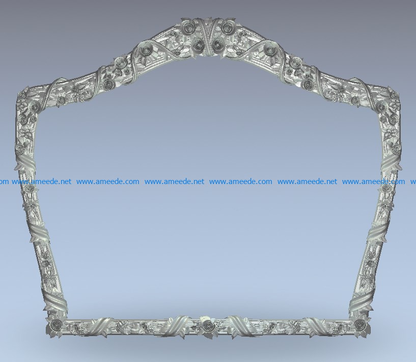 Rose mirror frame wood carving file stl for Artcam and Aspire jdpaint free vector art 3d model download for CNC