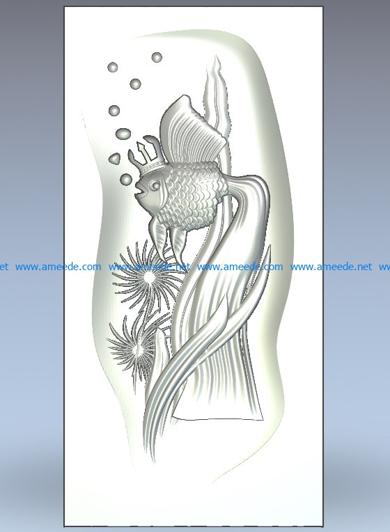 Royal goldfish picture wood carving file stl for Artcam and Aspire jdpaint free vector art 3d model download for CNC