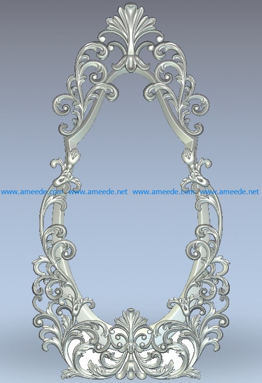 Royal mirror frame pattern wood carving file stl for Artcam and Aspire jdpaint free vector art 3d model download for CNC