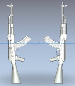 Russian ak-47 rifles wood carving file stl for Artcam and Aspire jdpaint free vector art 3d model download for CNC