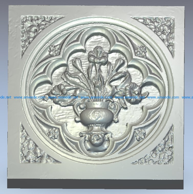 Scan of the facade of the building a vase with flowers wood carving file stl for Artcam and Aspire jdpaint free vector art 3d model download for CNC