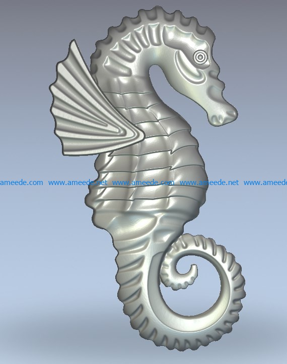 Sea Horse wood carving file stl for Artcam and Aspire jdpaint free vector art 3d model download for CNC