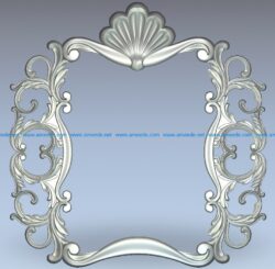 Shell mirror pattern frame wood carving file stl for Artcam and Aspire jdpaint free vector art 3d model download for CNC