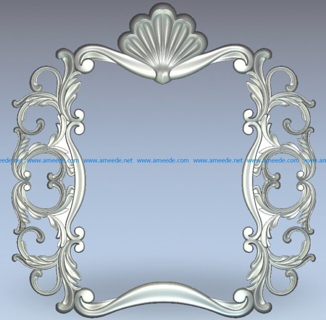Shell mirror pattern frame wood carving file stl for Artcam and Aspire jdpaint free vector art 3d model download for CNC