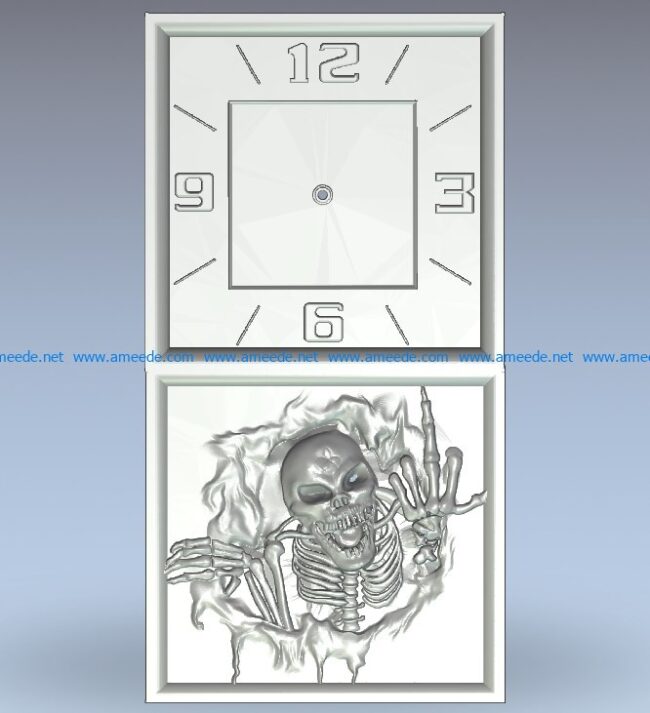 Skeleton demon watch wood carving file stl for Artcam and Aspire jdpaint free vector art 3d model download for CNC