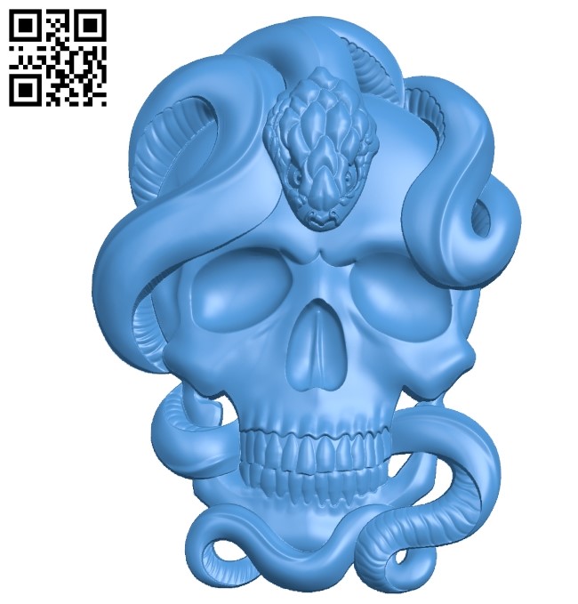 Skull and snake wood carving file stl for Artcam and Aspire jdpaint free vector art 3d model download for CNC