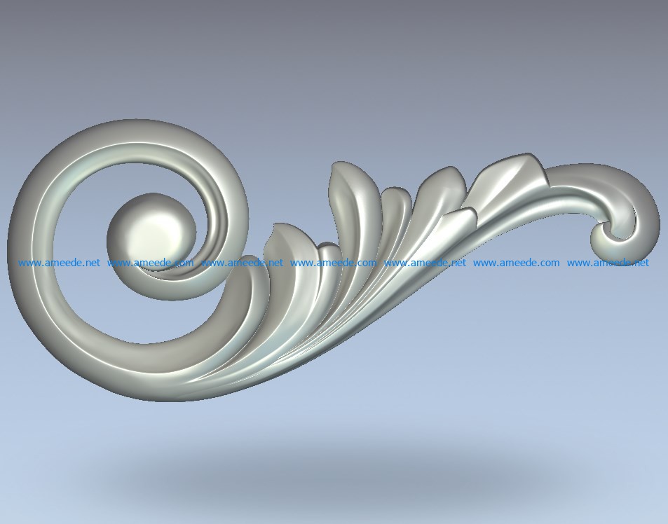 Spiral leaf pattern wood carving file stl for Artcam and Aspire jdpaint free vector art 3d model download for CNC