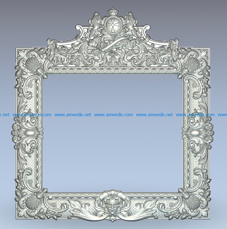 Square frame wood carving file stl for Artcam and Aspire jdpaint free vector art 3d model download for CNC