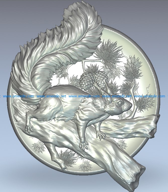 Squirrel wood carving file stl for Artcam and Aspire jdpaint free vector art 3d model download for CNC