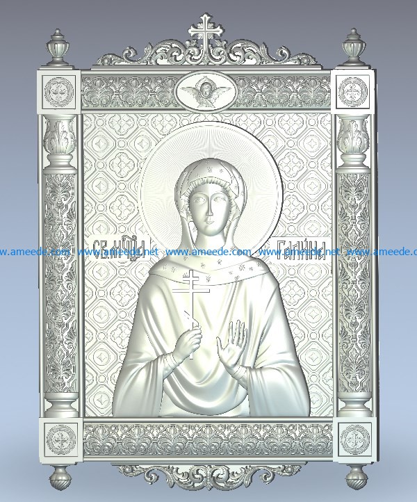 St. Galina wood carving file stl for Artcam and Aspire jdpaint free vector art 3d model download for CNC