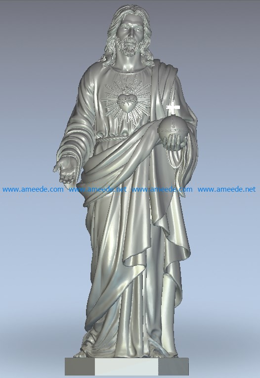 Statue of Jesus wood carving file stl for Artcam and Aspire jdpaint free vector art 3d model download for CNC